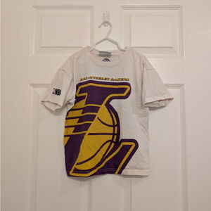 Kid's Official NBA Los Angeles LA Lakers Short Sleeve T shirt Puff Letter logo 5